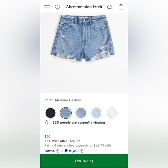 Abercrombie High Rise Mom Short | Medium Destory - Picture 9 of 10